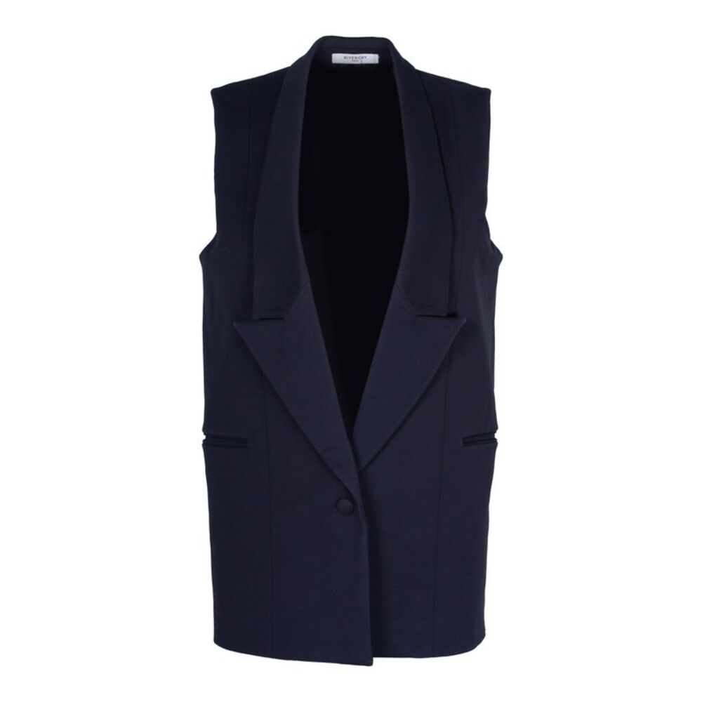 Givenchy Sleeveless Blazer Vest in Navy Blue Cotton